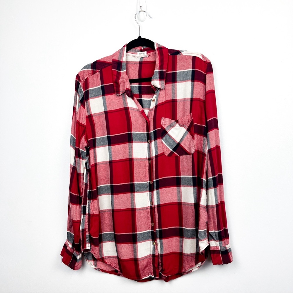 Garage Button-Up Red White & Plaid Button-Up